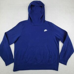Nike Hoodie Mens Large Blue Pullover‎ BV4526-492 Swoosh Logo Athletic Sweatshirt